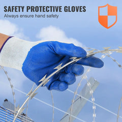 Galvanized Razor Wire Fencing 147ft 3-Pack Durable Barbed Wire Security Garden Wildlife Deterrent Installation Gloves Included