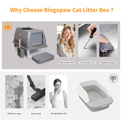 XXL Stainless Steel Cat Litter Box Enclosed Puppy Cat Litter Tray with Lid Large Litter Pan High Wall Side Easy Cleaning Toilet
