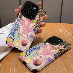 Fashion Leopard-pattern Phone Case for Fall, Anti-drop Protector Cover Compatible for IPhone 16 Pro Max 15 Pro 14Plus 13 12 11