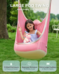 Upgraded Kids Hanging Pod Swing Chair with Inflatable Cushion, Child Hanging Hammock for Indoor and Outdoor