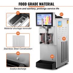 SucceBuy 8L/2.1 Gal Slushy Margarita Machine Single Bowl Smoothie Frozen Drink Beverage Dispenser Slushie Maker  for Restaurants