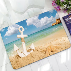 Beach Waves Pattern Home Rubber Doormat Outdoor Anti-slip Bathroom Mats Bedroom Carpets Bedside Mat Kitchen Area Rug Small rug