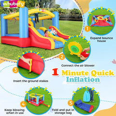 Bounce House for Kids 3-10 12.6FTx9FT Inflatable Bounce House with Double Slide Obstacle Bouncer Indoor/Outdoor Bouncy House