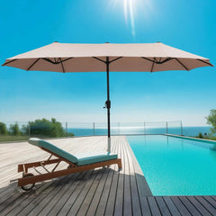 13Ft Large Patio Umbrella With Base Outdoor Double-Sided Market Extra Large Table Umbrella Outdoor Patio Easy Crank for Yard