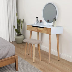 Makeup Vanity Desk with Lights, Small Vanity with Adjustable Brightness Mirror for Small Spaces, Vanity Desk with Drawers