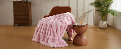 JELLYMONI Faux Fur Throw Blanket, Throw Blanket for Couch, Fuzzy Cozy Plush Bubble Bed Throw Blanket, Thick and Warm Blanket