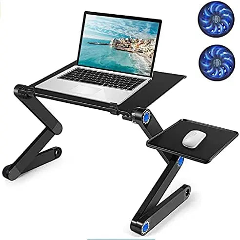 Adjustable Laptop Stand, Laptop Stand for Bed Portable Lap Desk Foldable Table Workstation Notebook Riser with Mouse Pad, Laptop