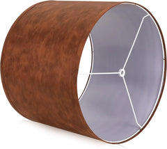 Large Lampshades Set of 2 Drum Lamp Shades 15" Top X 15" Bottom X 12" High, Large Lamp Shade Spider Fitter Brown Lampshades