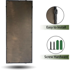 Balck Full Length Mirror, Window Pane Grid Mirror, Minimalism Long Wall Mounted Mirror 4MM Thickness HD, Floor Mirrors for Home