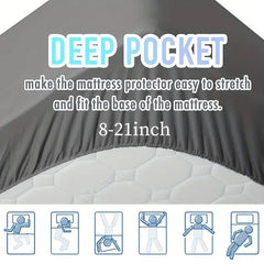 Mattress Pad Pillow Top Quilted Fitted Mattress Cover Mattress Protector Stretches Up 8-21" Deep Pocket Breathable & Cooling