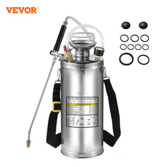 VEVOR 2Gal Stainless Steel Sprayer Hand Pump Sprayer with Pressure Gauge&Safety Valve Adjustable Nozzle for Gardening Sanitizing