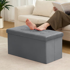30 Inches Folding Storage Ottoman Bench Ottoman With Storage FootStool For Bedroom Living Room Holds Up To 570 Lb