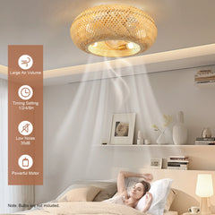Caged Invisible Ceiling Fan with Light 3 Speeds Adjustable Enclosed Ceiling Fan Lights with Remote Industrial Low Profile Fans