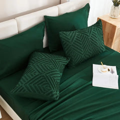 Andency California King Comforter Set Dark Emerald Green - 7 Pieces Bed in a Bag Cal King Beddding Comforter Sets, Tufted Lightw