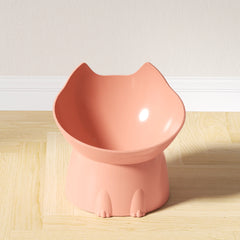1pc WhiskerWare Elevated Cat Bowl, Anti-Tip Plastic Raised Pet Feeding Dish with Tilted Edge, Neck Protection Kitty Food Dog