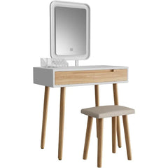 Makeup Vanity Desk with Lights, Small Vanity with Adjustable Brightness Mirror for Small Spaces, Vanity Desk with Drawers