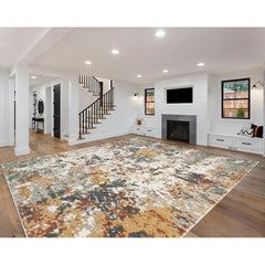 Non-Shedding 10x14 Area Rug Abstract Design Thick Pile Indoor Carpet Living Room Bedroom Kitchen Dining Room Durable Stain