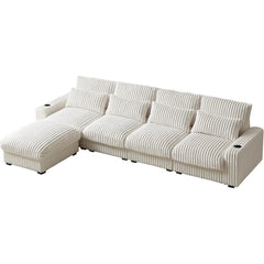 128'' Oversized L-Shaped Modular Sectional Sofa with Cup Holders & Charging Port