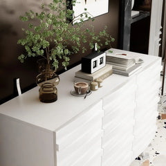 47.2“W Buffet Cabinet Sideboard with 2 Adjustable Shelves, Modern Credenza Cupboard with 3 Stylish Doors, Wood Storage Cabinet.