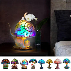 Retro Mushroom Table Lamp Plant Design Home Table Decoration Resin Plant Shape USB Charging Bulb Lamp Dark Decor For Kitchen