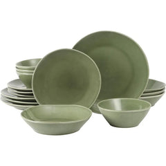 Oprah's Favorite Things - Santorini Mist Double Bowl Terracotta Reactive Glaze Plates and Bowls Dinnerware Set - Amber
