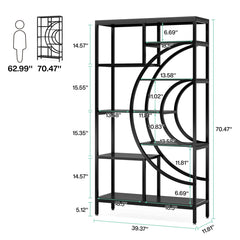 Tribesigns Bookshelf Industrial 5 Tier Etagere Bookcase, Freestanding Tall Bookshelves Display Shelf Storage Organizer