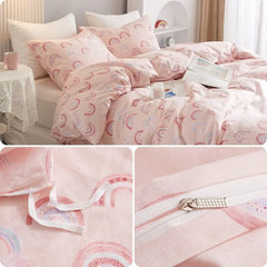 Twin Duvet Cover Kids 100% Cotton Butterfly White for Cute Bedding Set 3Pcs Ultra Soft Breathable Patterned Cartoon Comforter