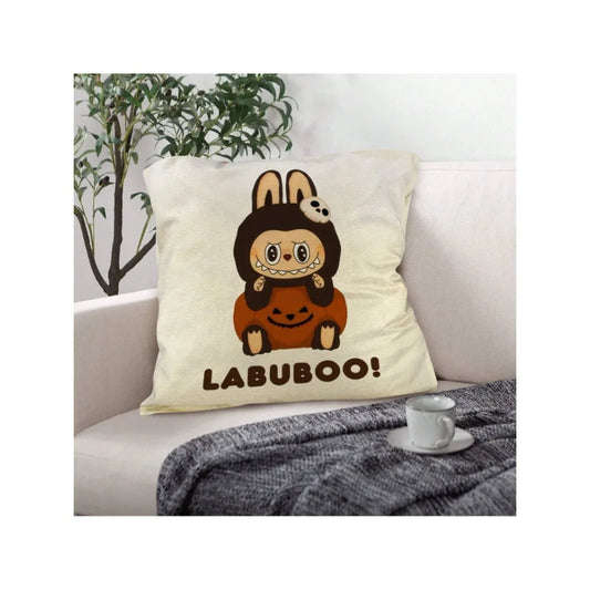 Funny Labubu Throw Pillow Cover, The Monsters Decorative Square Pillowcase Throw Cushion Case for Bedroom,Living Room,18x18 Inch