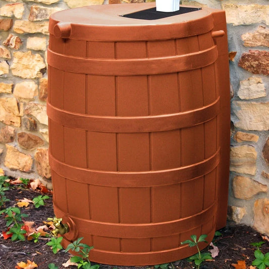 40 Gallon Flat Back Rain Barrel Durable Resin Eco-Friendly Water Collector Brass Spigot Rainwater Harvesting System Outdoor