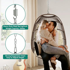 Hanging Egg Swing Chair, Outdoor Wicker Hammock Chairs Without Stand UV Resistant Cushion 350lbs for Patio, Patio Swing