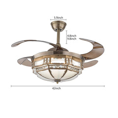 42"  Ceiling Fan with Light w/Remote Control 3 Gear Wind Flush Mount Ceiling Fan
