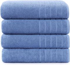 100% Cotton 30x60 4 Pk Bath Towels Set for Bathroom, Extra Large Ringspun Soft and Absorbent