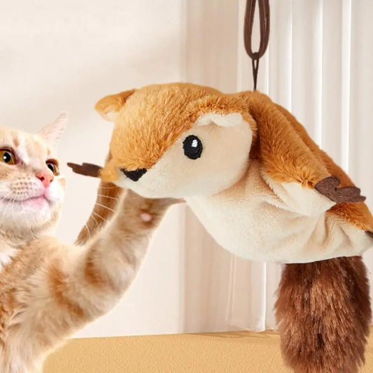 Chirping Bird Cat Toy Interactive Flapping Wings Plush Bird Toy Battery Operated Stimulate Animal Kitten Toy