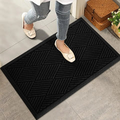 Sturdy doormat, absorbent, muddy and stain resistant, welcome doormat, fade resistant, non slip rubber backing, 72 × 24, black