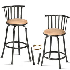24" or 29" Swivel Bar Stools Set of 2, Counter Height Faux Leather Upholstered for Kitchen Island, Brown