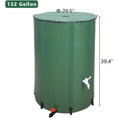 132 Gallon Collapsible Rain Barrel, Large Garden Water Storage Tank, Portable Folding Rainwater Collector