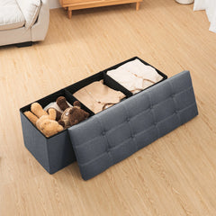 43" Storage Ottoman Bench with Divider, Multifunctional Foot Stool, Toy Chest & Shoe Bench for Bedroom, Living Room Home
