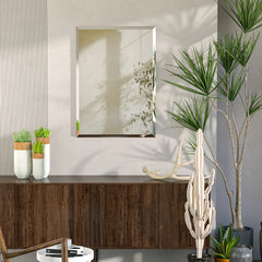 Wisfor Frameless Bathroom Mirror for Over Sink, Beveled Wall Mirror, Rectangle Vanity Mirror, Modern Style