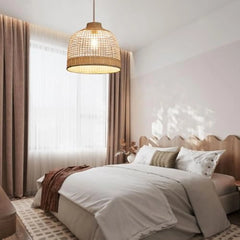 Rattan Pendant Lights, Hand-Woven Large Wicker Chandelier Boho Pendant Light Bamboo Basket Hanging Light for Bedroom Dining Roo