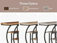 Console Table, Industrial 4-Tier Sofa Table Entryway Table with Circle Base, Narrow Wood Accent Tables with Sto