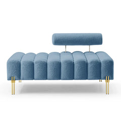 Upholstered End of Bed Bench – Modern 2-Seater Sofa Stool with Adjustable Backrest & Golden Legs