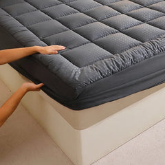 1 Pc Twin Full Queen King 350gsm Dark Grey Quilted Thin Mattress Pad With 43cm Bed Skirt Protector Cover
