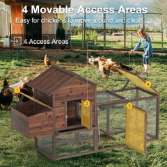 Large Wooden Chicken Coop, 160IN Outdoor Chicken Cages and Run with Nesting Boxes, Hen Run Poultry Pet House Rabbit Hutch