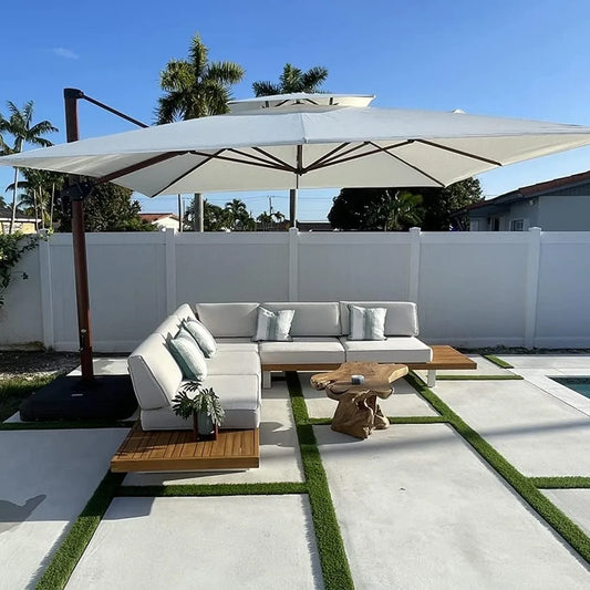 12ft Patio Umbrella Outdoor Square Umbrellas Large Cantilever Umbrella Windproof Offset Heavy Duty Sun Umbrellas