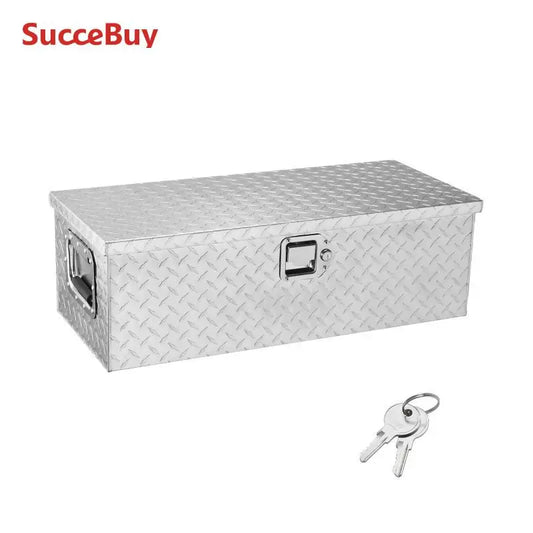 SucceBuy Heavy Duty Aluminum Truck Bed Tool Box Plate Tool Box with Side Handle and Lock Keys Storage Box for PickupTruck Bed