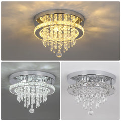 Crystal Flush Mount Ceiling Light Fixtures LED Round Square Chandelier Light Fixture Ceiling Lamp for Kitchen Hallway Foyer