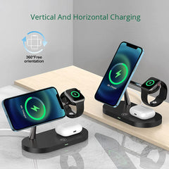 3 in 1 Magnetic Wireless Charger For iPhone 16 15 14 13 12 Fast Charging Station for Apple Watch 10 9 8 7 6 5 4 Airpods 2 3 Pro