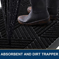 Front Door Mat Outside Entrance, Heavy Duty Sturdy Natural Rubber Doormat, Trap Dirt and Moisture, Easy Clean Low Profile