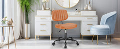 JHK Armless Office Desk Chair Back Lumbar Support Height Adjustable PU Leather Computer Chair with 360° Swivel Rolling Wheels