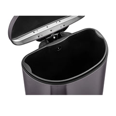 13.2 And 1.6 Gallon Trash Can Combo, D-Shape Step On Kitchen And Bathroom Trash Can, Black Stainless Steel